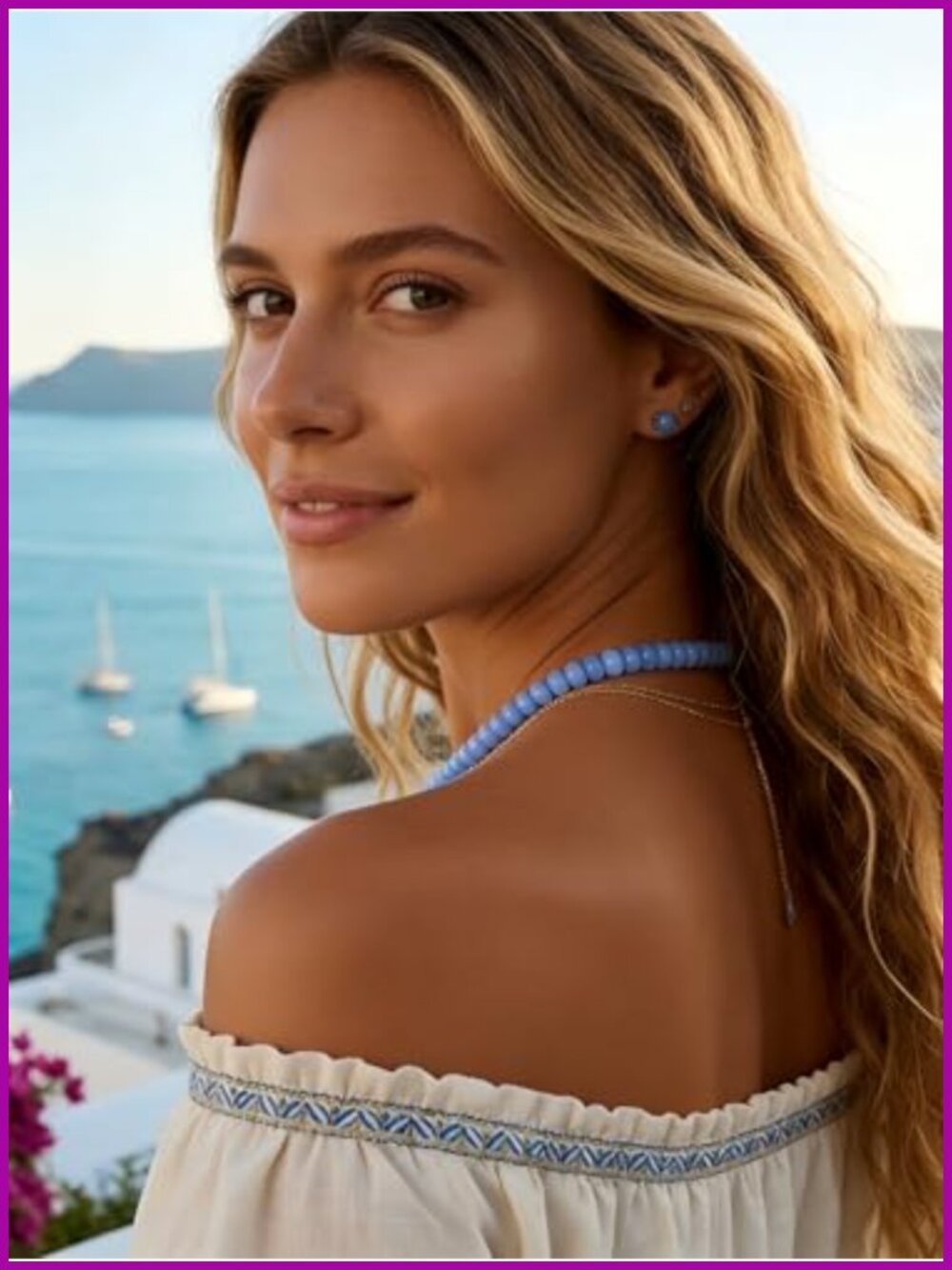 Gemstone Beaded Choker Necklace with Lobster Clasp Adjustable Chain - Picture 5 of 5
